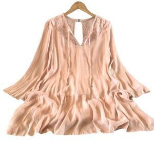 Pink Lace dress, spring and summer dress small